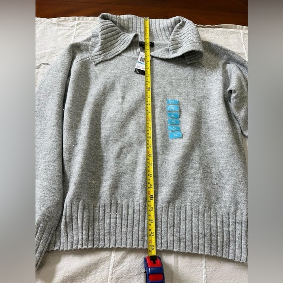 Joseph A Woman Size XL Silver Gray  Sparkle Glitter Mock Neck Pullover Sweater - Picture 6 of 6